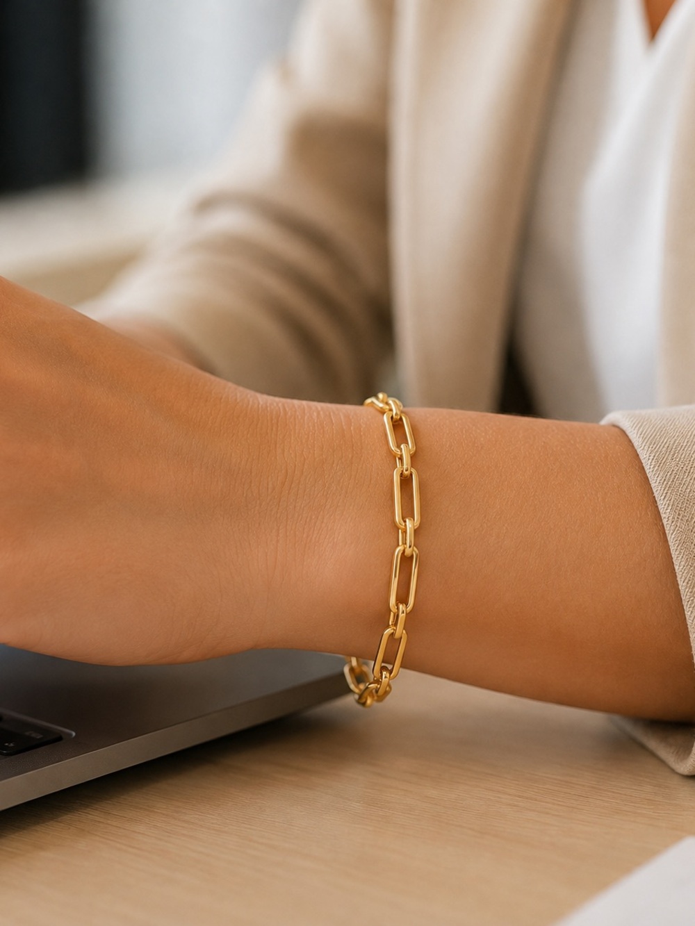 Gold Link Chain Bracelet Luxury Bracelet Waterproof